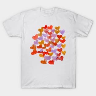 Watercolor melting hearts - retro T-Shirt